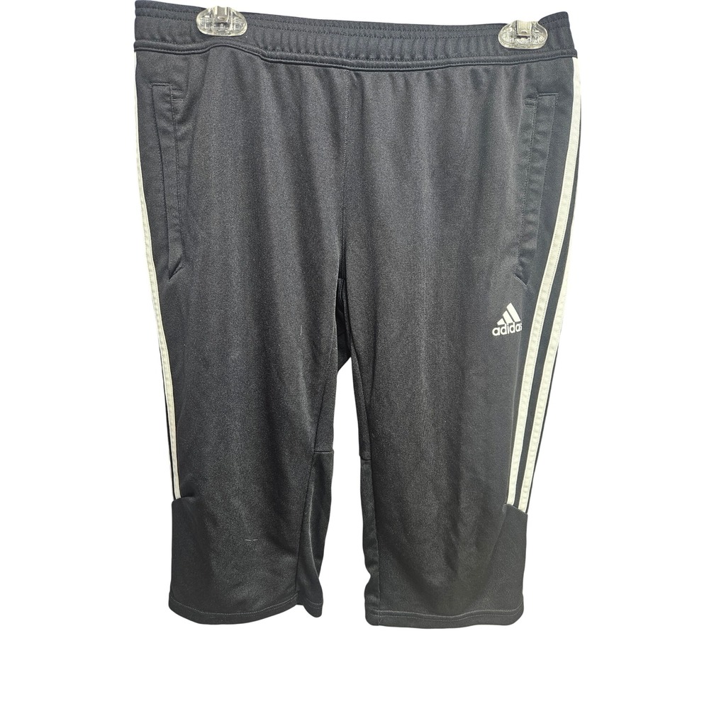 Adidas Climacool Mens Black White 3 Stripe 3/4 Cropped Soccer Training Pants
